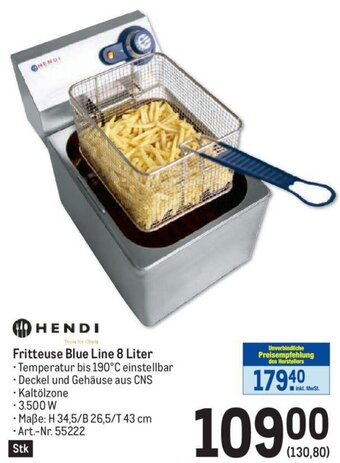Metro HENDI Fritteuse Blue Line 8 Liter Maße: H 34,5/B 26,5/T 43 cm Angebot
