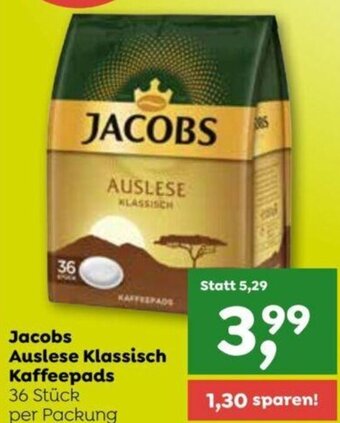 ADEG Jacobs Auslese Klassisch Kaffeepads 36 Stück per Packung Angebot