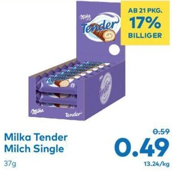 T&G Milka Tender Milch Single 37g Angebot