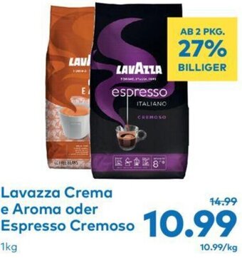 T&G Lavazza Crema e Aroma oder Espresso Cremoso 1kg Angebot
