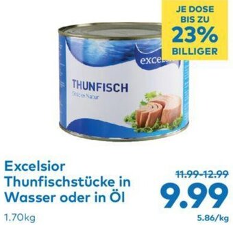 T&G Excelsior Thunfischstücke in Wasser oder in Öl 1.70kg Angebot