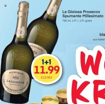 MPreis La Gioiosa Prosecco Spumante Millesimato 750 ml, 1 Fl. + 1 Fl. gratis Angebot