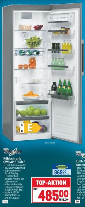 Metro Whirlpool Kühlschrank SW8 AM2 D XR 2 Angebot