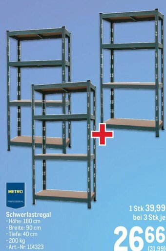 Metro Schwerlastregal • Höhe: 180 cm • Breite: 90 cm • Tiefe: 40 cm 200 kg Angebot