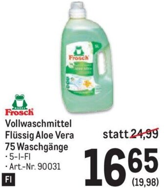 Metro Frosch Vollwaschmittel Flüssig Aloe Vera 75 Waschgänge -5-L-FI Angebot
