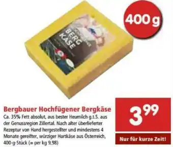 Interspar Bergbauer Hochfügener Bergkäse 400g Angebot