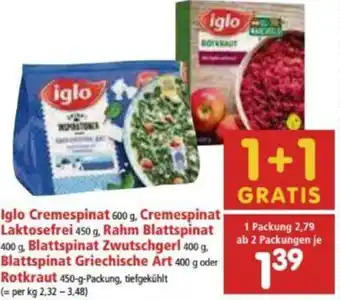 Interspar Iglo Cremespinat , Cremespinat Laktosefrei , Rahm Blattspinat Blattspinat Zwutschgerl , Blattspinat Griechische , Rotkraut Angebot