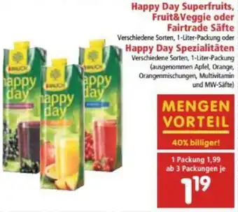 Interspar Happy Day Superfruits Fruit & Veggie Oder Fairtrade Säfte, Happy Day Spezialiäten Angebot