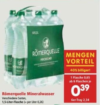 Interspar Römerquelle Mineralwasser 1,5 Liter Angebot