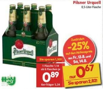 Interspar Pilsner Urquell 0,5 Liter Angebot