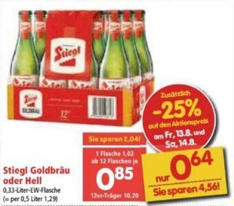 Interspar Stiegl Goldbräu Oder Hell 0,33 Liter Angebot