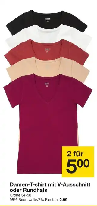 Zeeman Damen-T-Shirt Mit V-Ausschnitt Oder Rundhals 34-50 Angebot