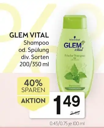 Bipa Glem Vital Shampoo 200/350 ml Angebot