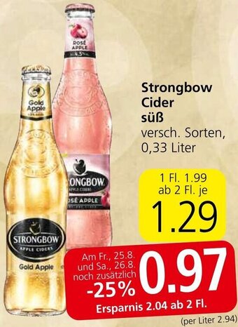 Spar Strongbow Cider versch. Sorten, 0,33 Liter Angebot