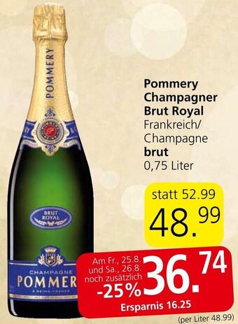Spar Pommery Champagner Brut Royal Frankreich/ Champagne brut 0,75 Liter Angebot