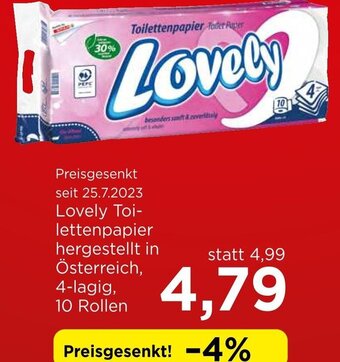Spar Lovely Toi-lettenpapier hergestellt in Österreich, 4-lagig, 10 Rollen Angebot