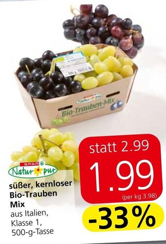 Spar süßer, kernloser Bio-Trauben Mix aus Italien, Klasse 1, 500-g-Tasse Angebot