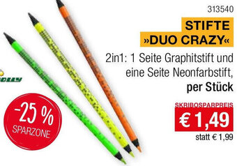 Skribo STIFTE >>DUO CRAZY<< 2in1: 1 Seite Graphitstift und eine Seite Neonfarbstift, per Stück Angebot