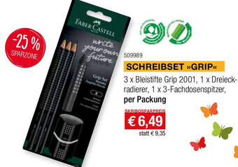 Skribo SCHREIBSET >>GRIP<< 3 x Bleistifte Grip 2001, 1 x Dreieck-radierer, 1 x 3-Fachdosenspitzer, per Packung Angebot