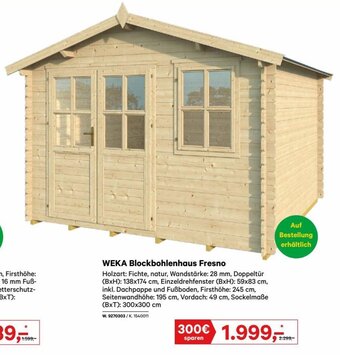 Salzburger Lagerhaus WEKA Blockbohlenhaus Fresno Angebot