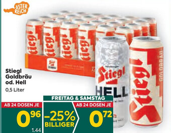 Billa Stiegl Goldbräu od. Hell 0,5 Liter Angebot