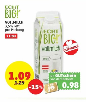 PENNY Vollmilch Angebot
