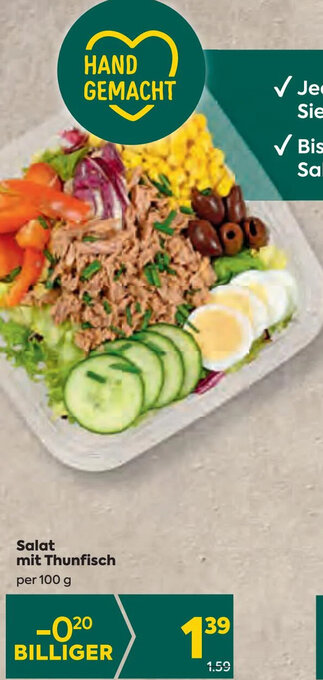 Billa Salat mit Thunfisch per 100 g Angebot