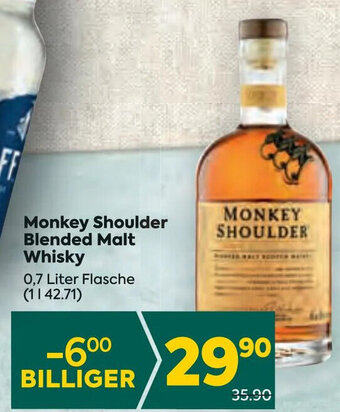 Billa Monkey Shoulder Blended Malt Whisky 0,7 Liter Flasche (11 42.71) Angebot