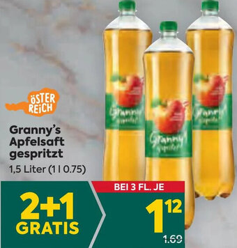 Billa Granny's Apfelsaft gespritzt 1,5 Liter (11 0.75) Angebot