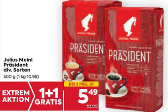 Billa Julius Meinl Präsident div. Sorten 500 g (1 kg 10.98) Angebot
