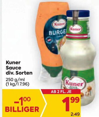 Billa Kuner Sauce div. Sorten 250 g/ ml Angebot