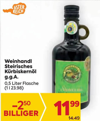 Billa Weinhandl Steirisches Kürbiskernöl g.g.A. 0,5 Liter Flasche Angebot