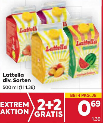 Billa Lattella div. Sorten 500 ml Angebot