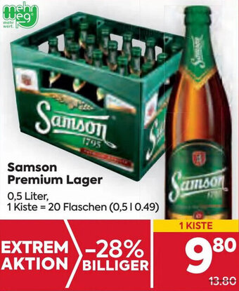 Billa Samson Premium Lager 0,5 Liter, Angebot