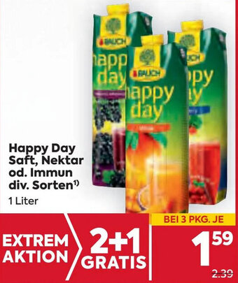 Billa Happy Day Saft, Nektar od. Immun div. Sorten¹ 1 Liter Angebot
