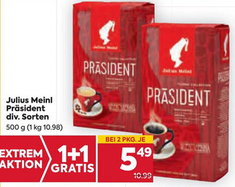 Billa Julius Meinl Präsident div. Sorten 500 g Angebot