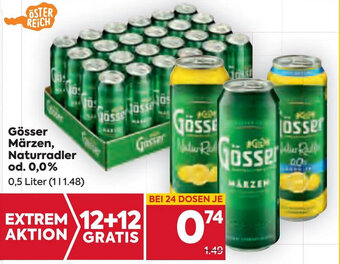 Billa Gösser Märzen, Naturradler od. 0,0% 0,5 Liter Angebot