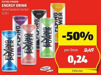 Hofer FLYING POWER ENERGY DRINK verschiedene Sorten 0,25L Angebot