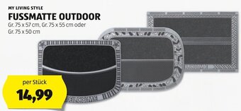 Hofer MY LIVING STYLE FUSSMATTE OUTDOOR Gr. 75 x 57 cm, Gr. 75 x 55 cm oder Gr. 75 x 50 cm Angebot