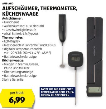 Hofer AMBIANO AUFSCHÄUMER, THERMOMETER, KÜCHENWAAGE Angebot