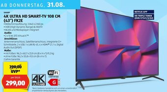 Hofer SHARP 4K ULTRA HD SMART-TV 108 CM (43") FK2E Angebot