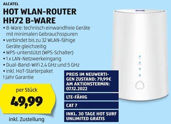 Hofer ALCATEL HOT WLAN-ROUTER HH72 B-WARE Angebot