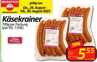 Wurstico Käsekrainer 700g per Packung Angebot