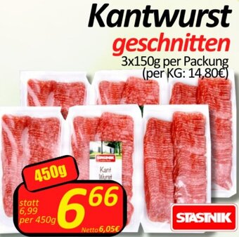 Wurstico Kantwurst geschnitten 3x150g per Packung Angebot