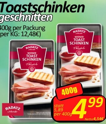 Wurstico Toastschinken geschnitten 400g per Packung Angebot