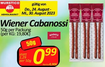 Wurstico Wiener Cabanossi 50g per Packung Angebot
