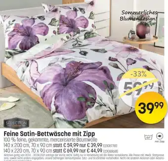 Feine Satin-Bettwäsche Mit Zipp 140x200cm,70x90cm