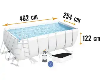 Hornbach Aufstellpool framepool-set bestway eckig 462x254x122 cm inkl. sandfilteranlage, leiter, abdeckplane & anschlussschlauch grau Angebot
