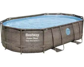 Hornbach Aufstellpool framepool-set bestway oval 488x305x107 cm inkl. sandfilteranlage, leiter, abdeckplane & anschlussschlauch grau Angebot