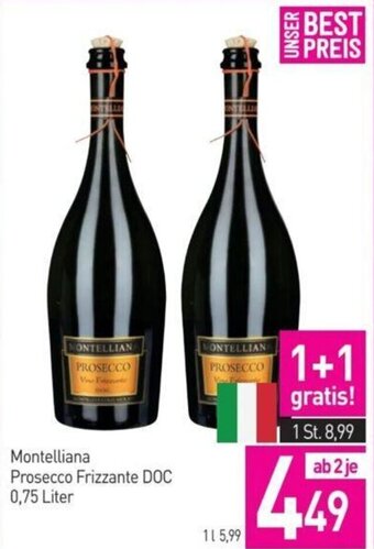 Sutterlüty Montelliana Prosecco Frizzante DOC 0,75 Liter Angebot
